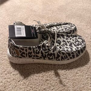 Hey Dude Beige and Black Patterned Shoes